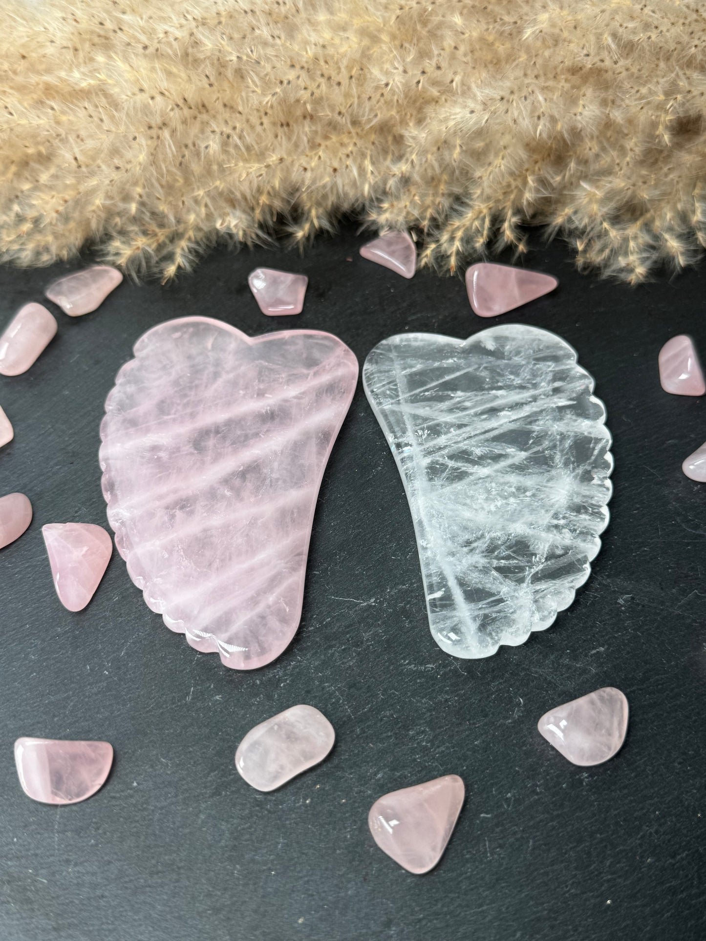 Gua Sha Massage Tool | Bergkristall | Rosenquarz